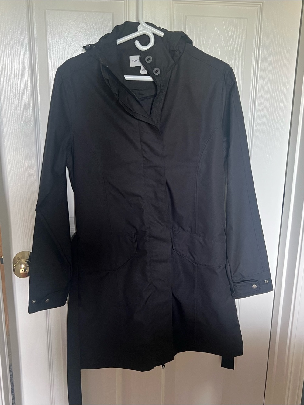 Port Authority Black Hooded Trench Coat